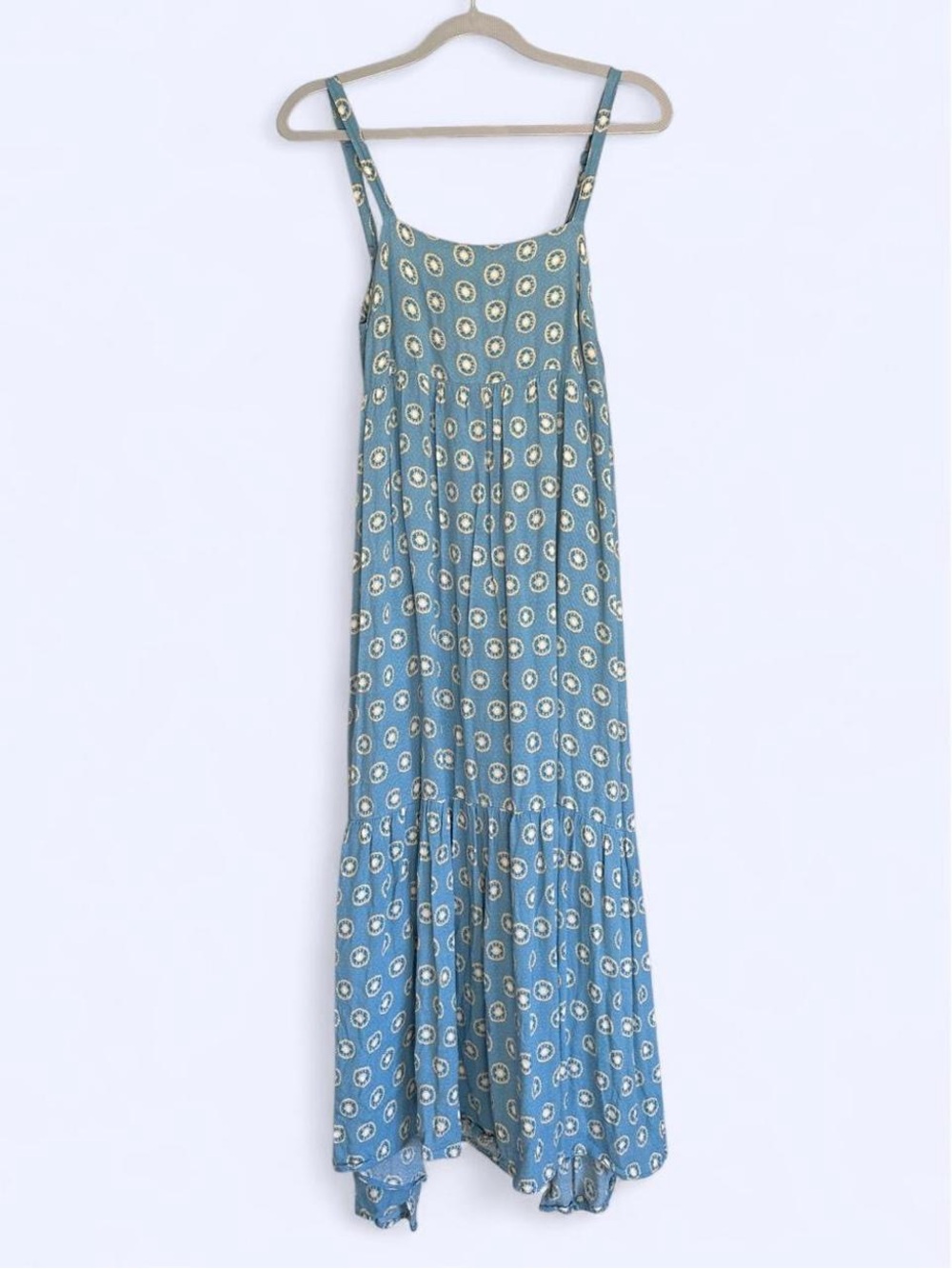 Urban Outfitters Blue Boho Tiered Maxi Dress | Coastal 70s Style